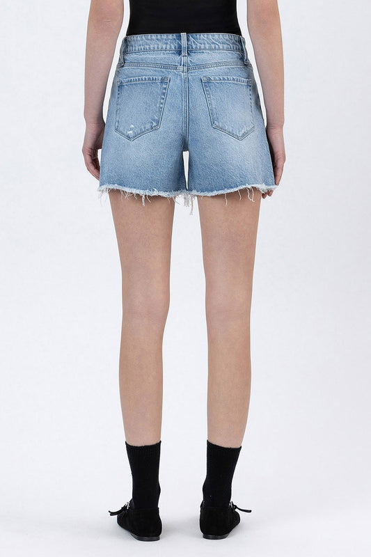 Jayde High Rise Boyfriend Denim Shorts In Classy