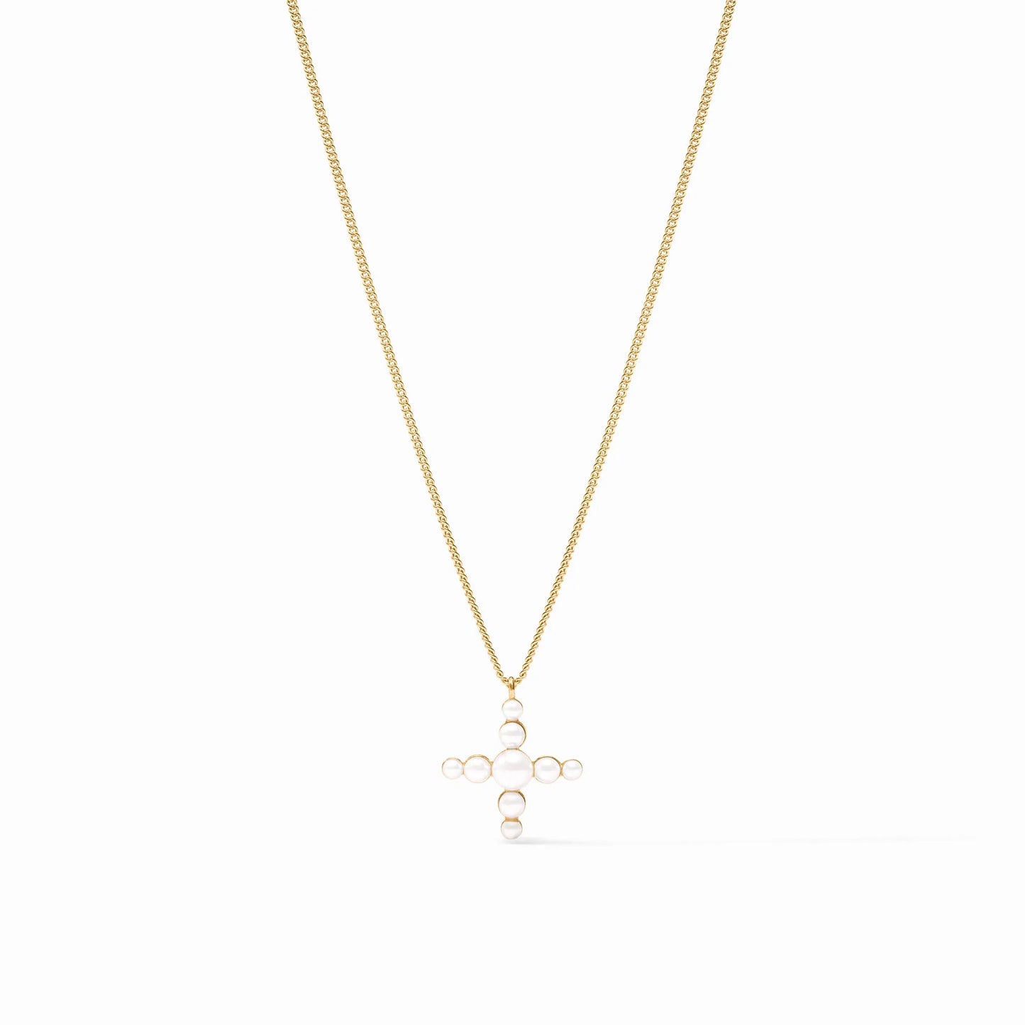 Julie Vos Gumdrop Cross Delicate Necklace Pearl