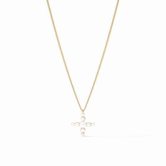Julie Vos Gumdrop Cross Delicate Necklace Pearl