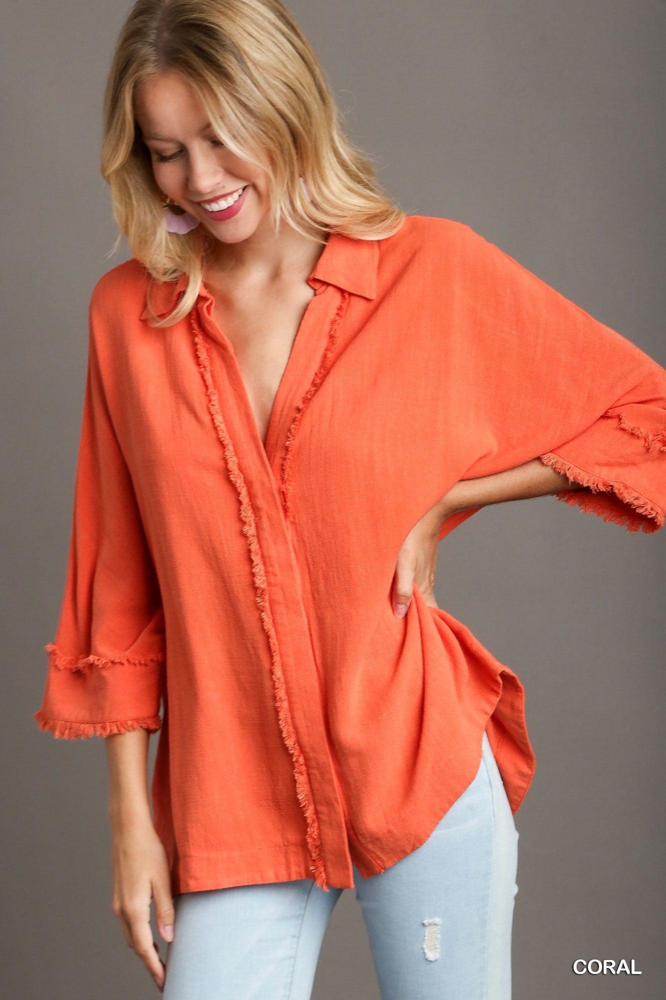 Living in Linen Top in Coral