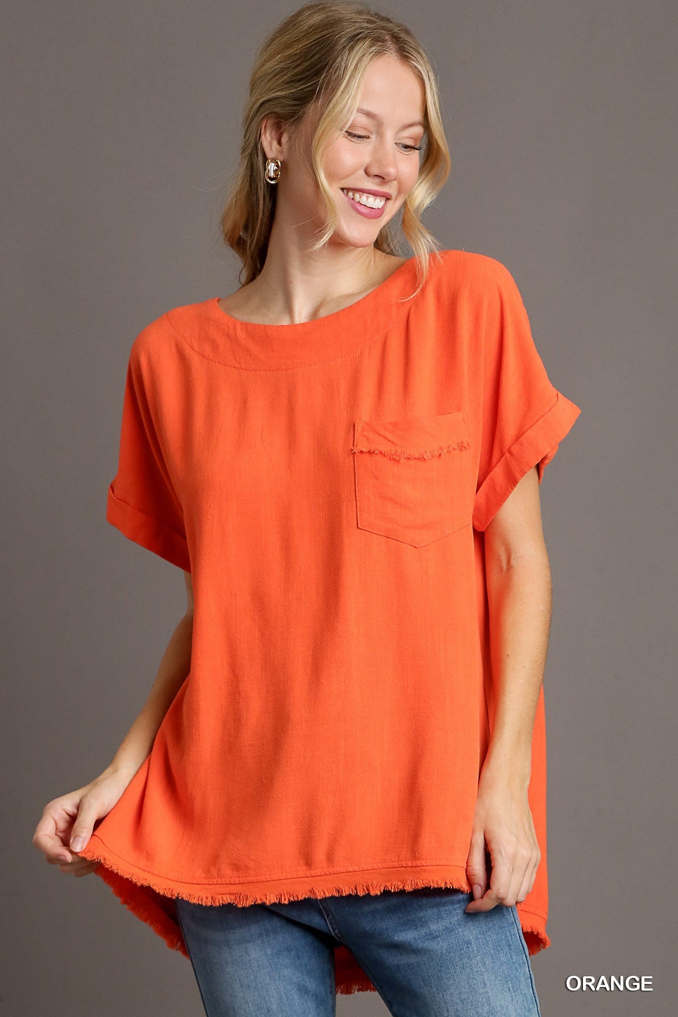 Havana Linen Top in Orange