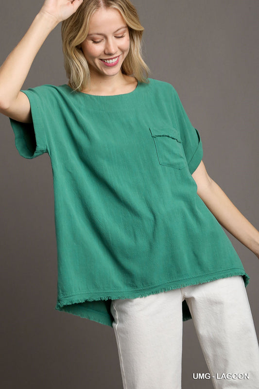 Havana Linen Top in Lagoon