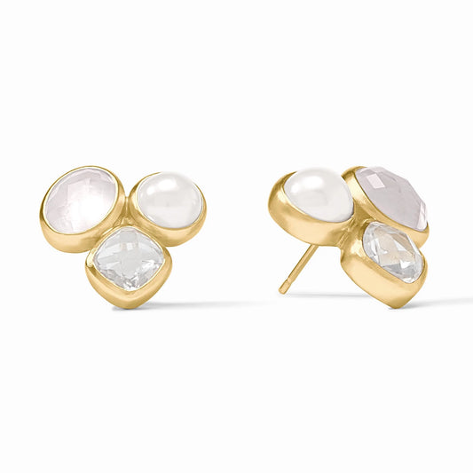 Julie Vos Kaleidoscope Statement Stud Iridescent Clear Crystal