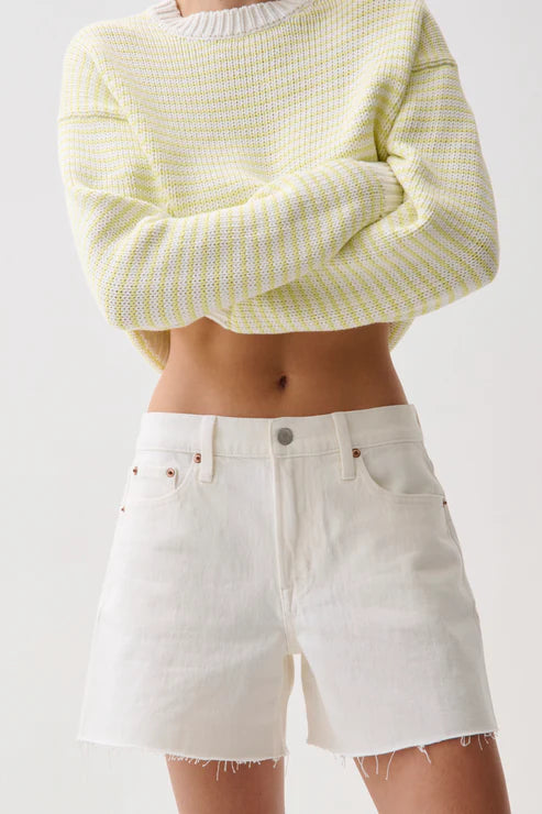 Kennedy Relaxed Mid Rise Cut Off Short In Antique White