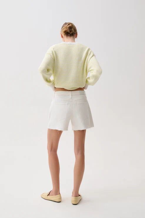 Kennedy Relaxed Mid Rise Cut Off Short In Antique White