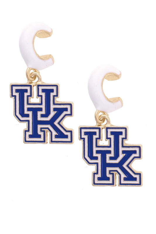 Kentucky Wildcats Enamel Logo Huggie Hoop Earrings in White