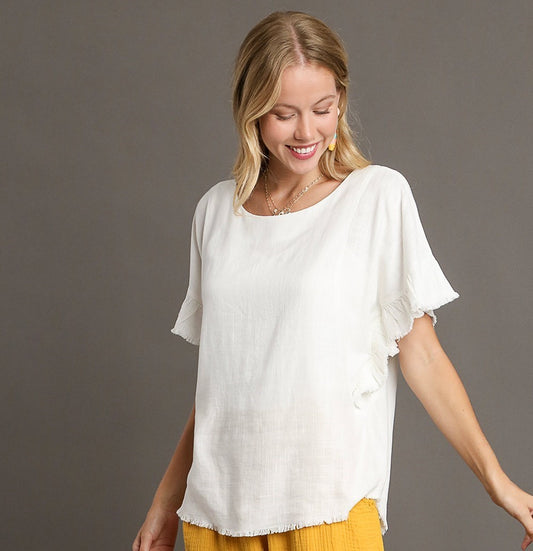 Key West Linen Top in Off White