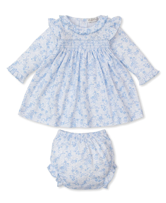 Kissy Kissy Old English Roses Blue Smocked Dress Set