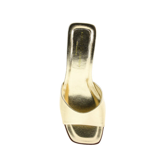 Linda Block Heel In Metallic Gold