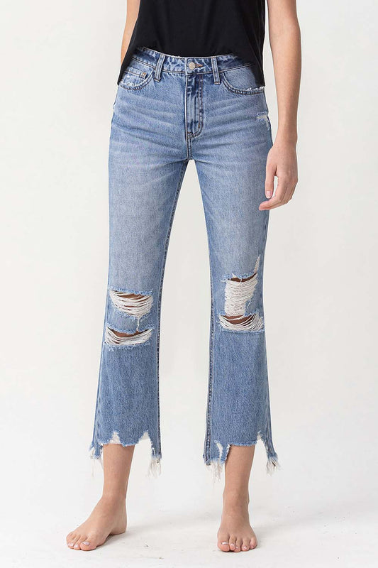 Presley High Rise Relaxed Destroyed Straight Jean