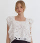 Lace Floral Square Neck Top in White