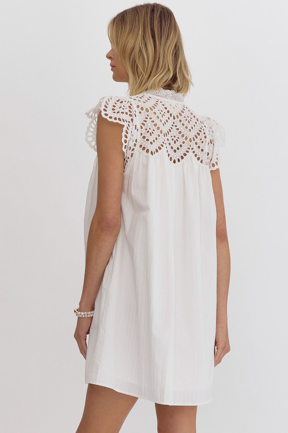 Lace Detail Dress in White