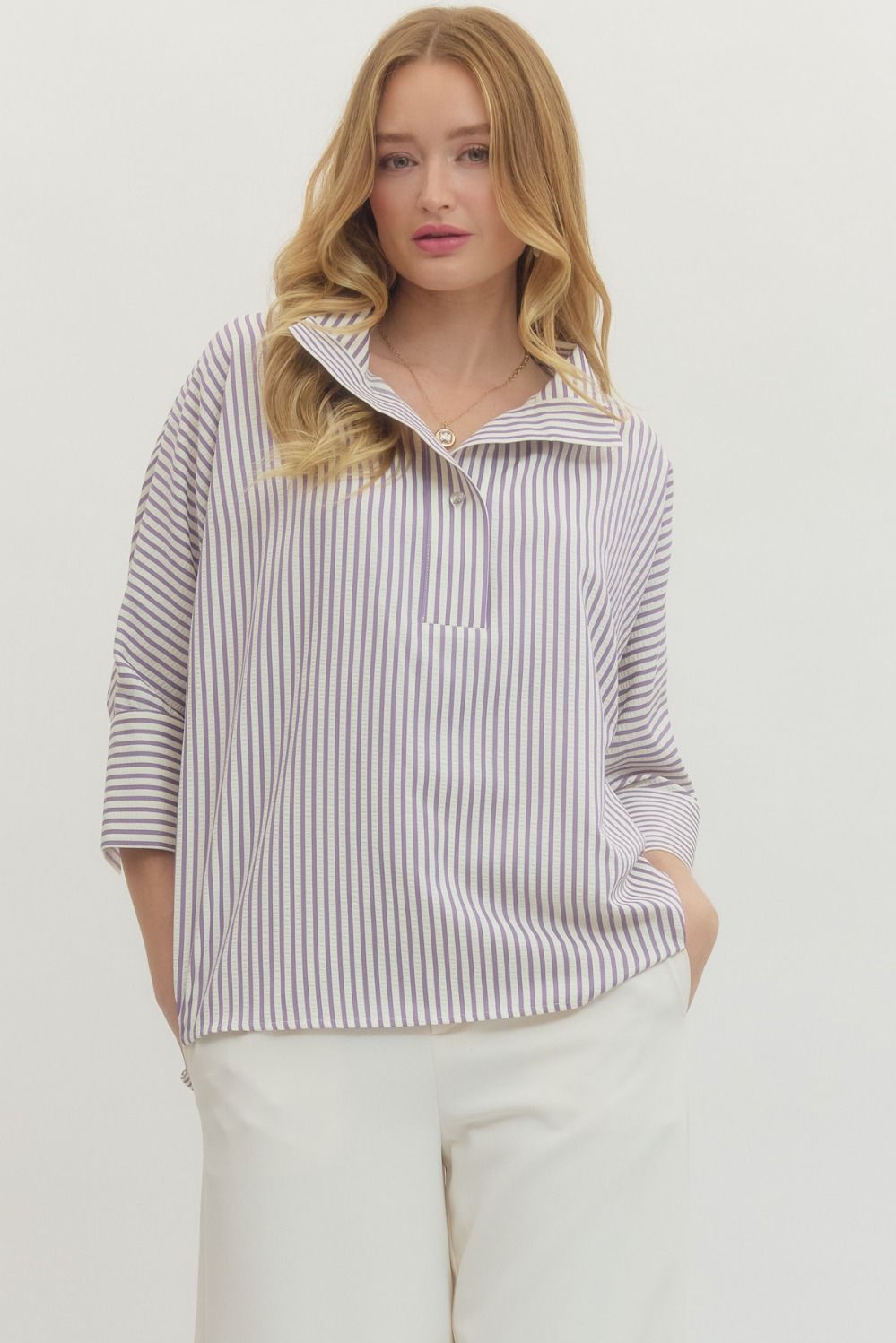 Lavender Stripe Top