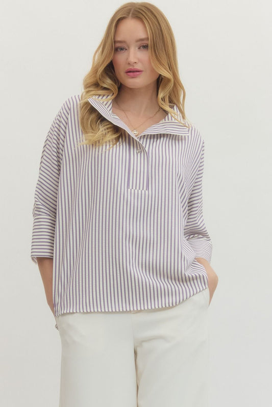 Lavender Stripe Top