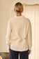Layered Look V-neck Mixed Media Sweater In Ivory/White