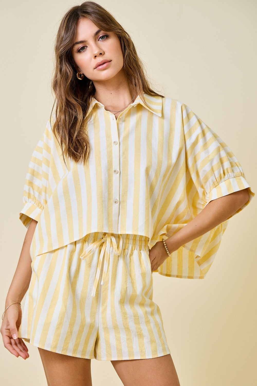 Lemon Stripe Short Set