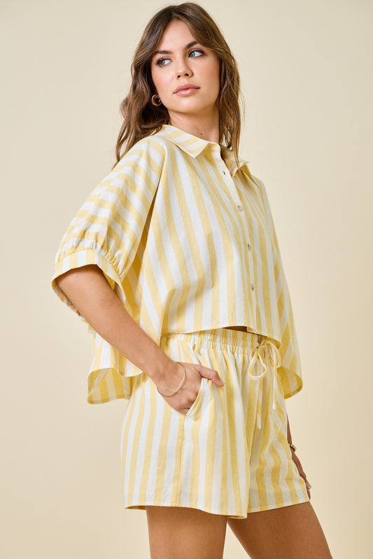 Lemon Stripe Short Set