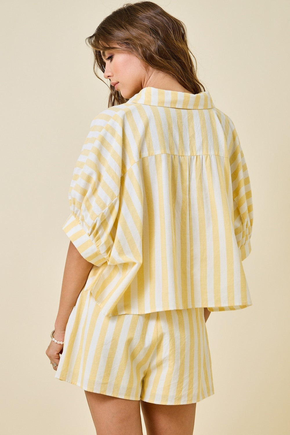 Lemon Stripe Short Set
