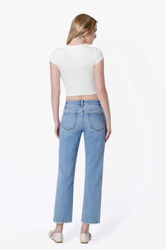 Lilah Mid Rise Medium Light Wash Crop Straight Jeans