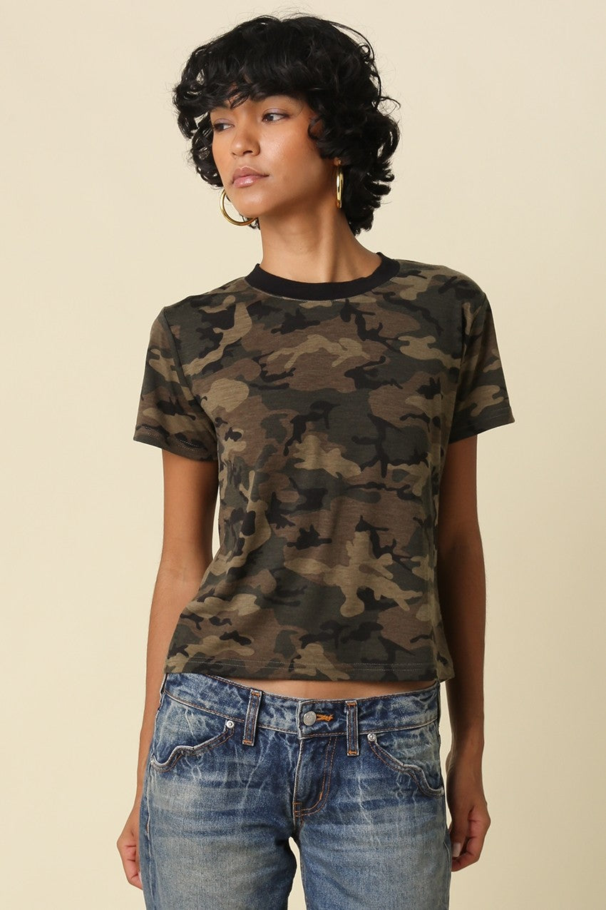 Lina Camo Print Crew Neck Tee