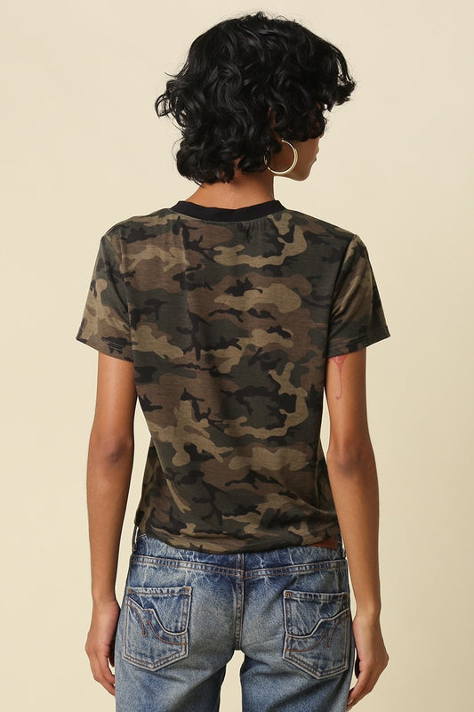 Lina Camo Print Crew Neck Tee