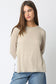 Lined Crew Neck Sweater In Khaki/White