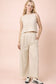 Linen Sleeveless Top & Pants Set in Oatmeal and Black Stripe
