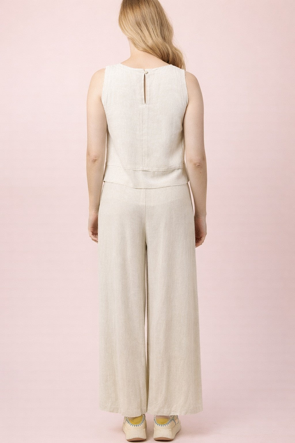 Linen Sleeveless Top & Pants Set in Oatmeal