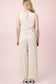 Linen Sleeveless Top & Pants Set in Oatmeal and Black Stripe