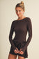 Long Sleeve Wrap Tie Front Dress In Chocolate