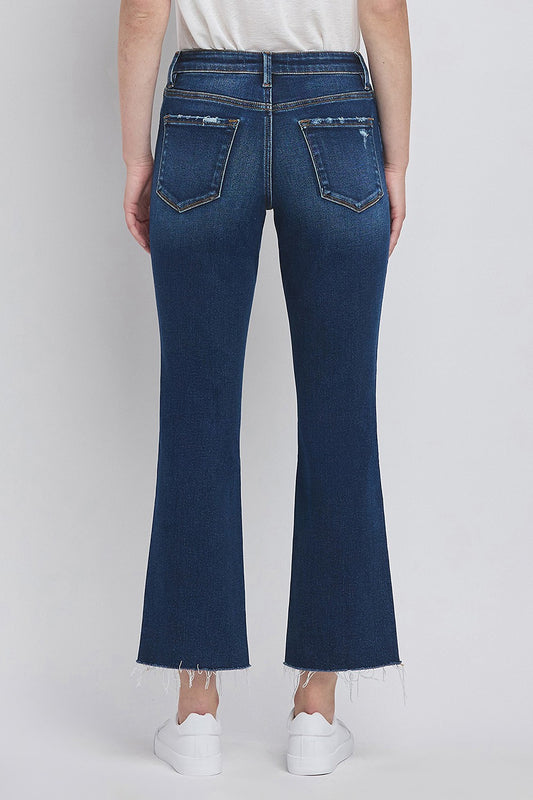 Loren High Rise Mini Bootcut Jeans In Dark Denim