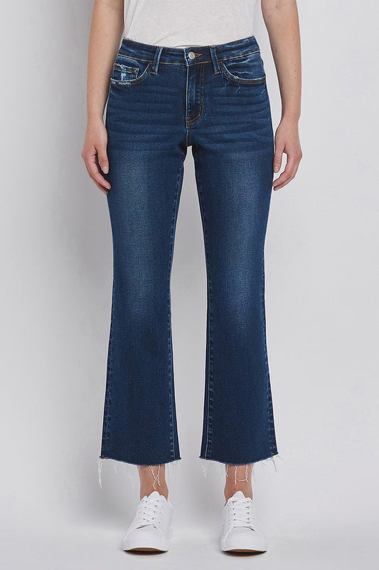 Loren High Rise Mini Bootcut Jeans In Dark Denim