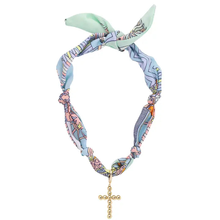 Louisa Beaded Cross Scarf Necklace