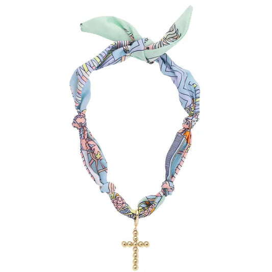 Louisa Beaded Cross Scarf Necklace