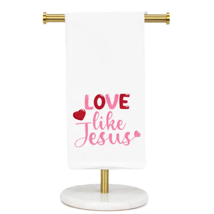 Love Like Jesus Hand Towel White-Pink-Red 20x28