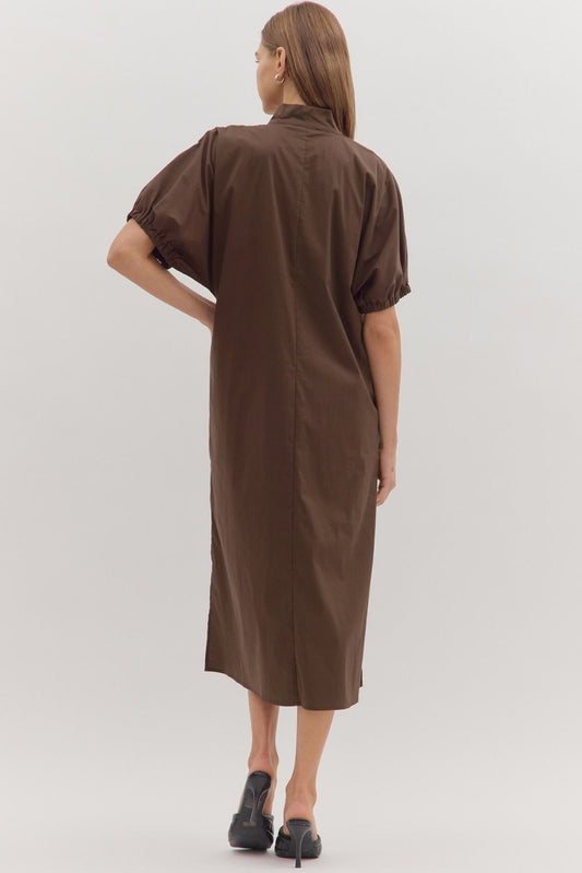 Lovely Day Midi Dress In Brown