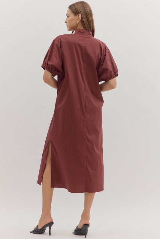 Lovely Day Midi Dress In Wine
