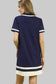 Luxe Knit Contrast Trim Shift Dress In Navy