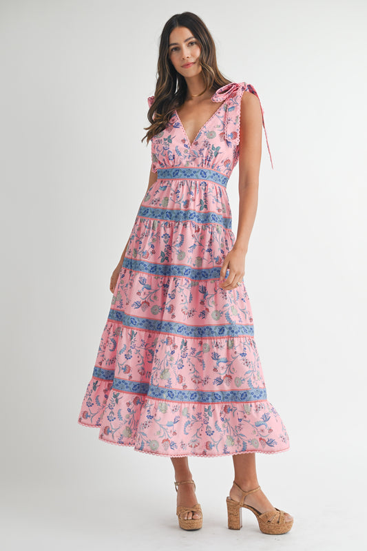 Blooming Pink Tiered Midi