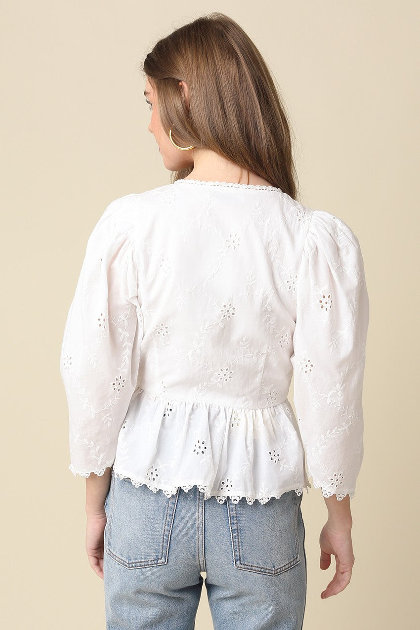 Maje Pintuck Peplum Blouse In White