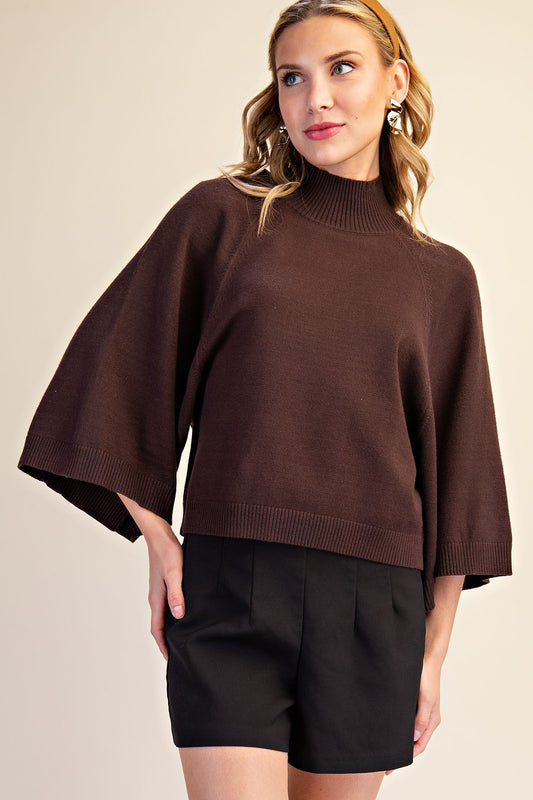 Marissa Mock Neck Wide Sleeve Sweater