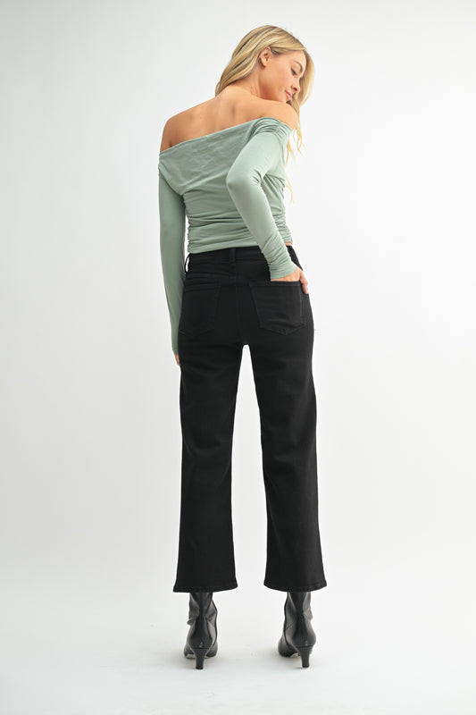 Allie Slim Wide Leg Jeans In Black