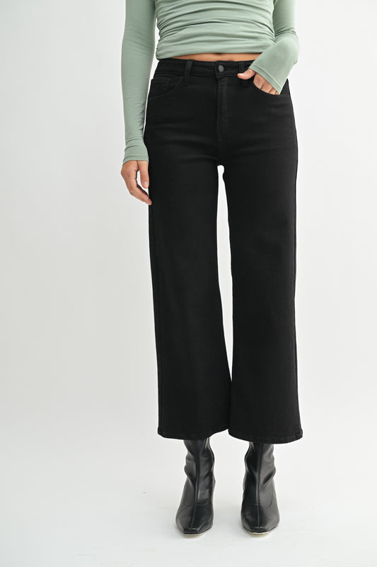 Allie Slim Wide Leg Jeans In Black