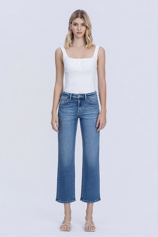 Melissa Mid Rise Straight Jean In Medium Dark Wash