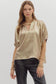 Metallic V Neck Top In Gold