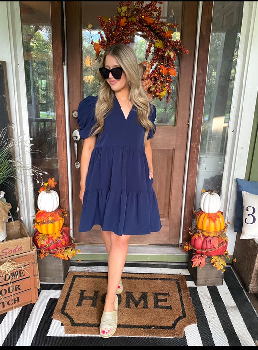 Mia Dress in Navy