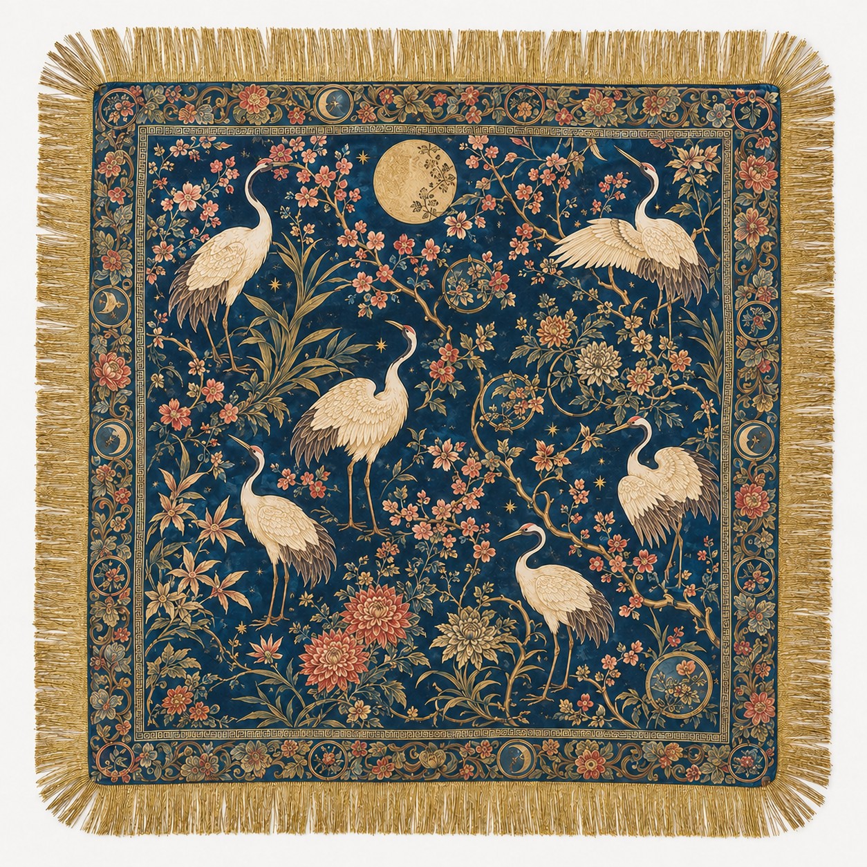 Fringe Scarf Midnight Crane