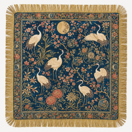 Fringe Scarf Midnight Crane