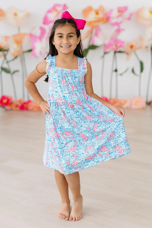 Mila & Rose Crab Walk Ruffle Cross Back Dress