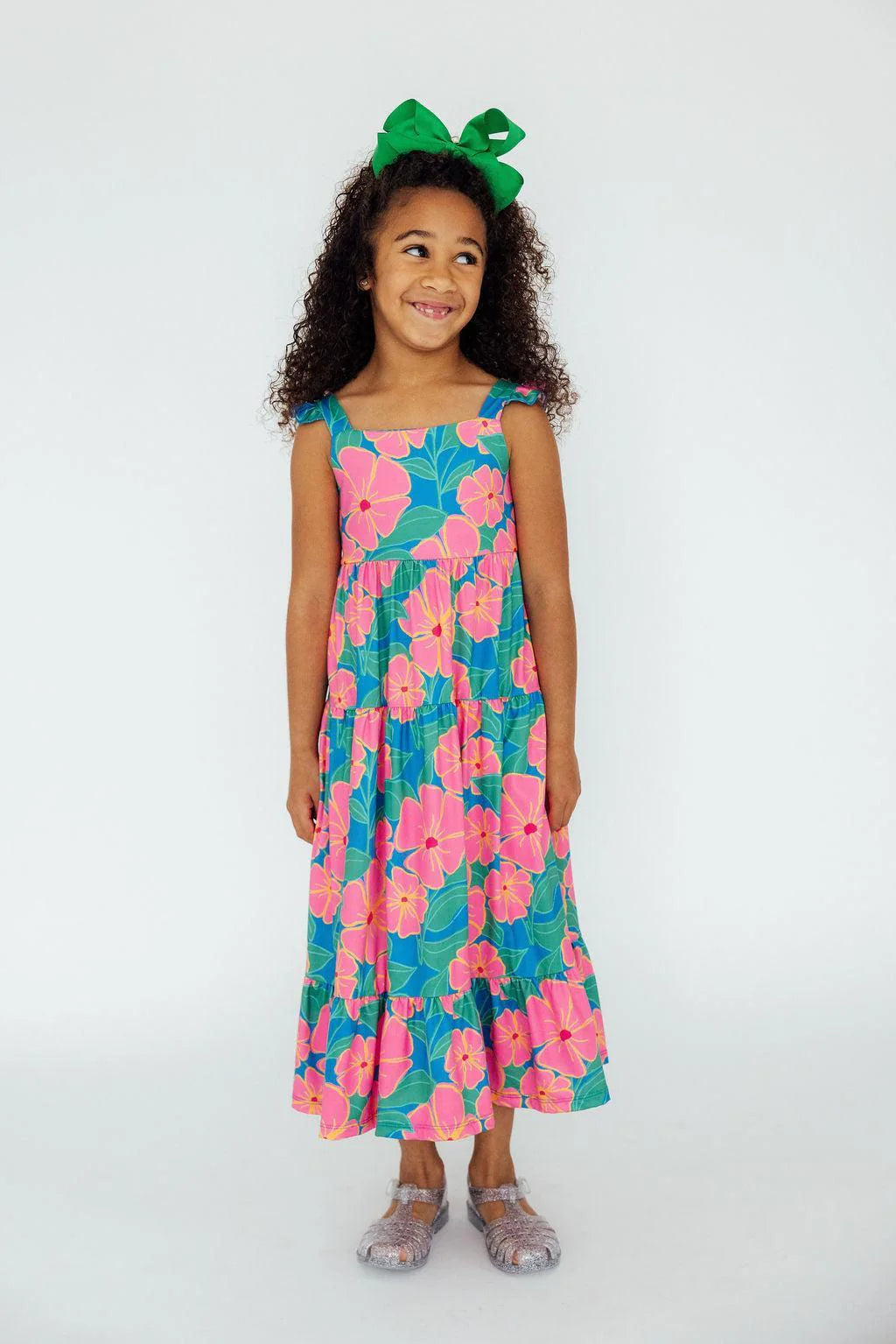 Mila & Rose Luau Floral Ruffle Maxi Dress
